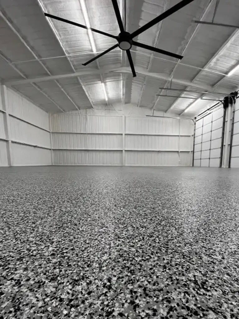 Epoxy flake black and white flooring